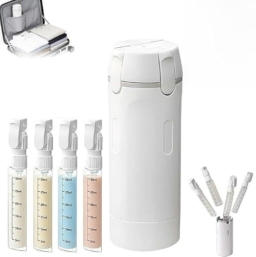 2026 New 4 in 1 Travel Dispenser Bottle, Portable Essentials Leak Proof Refillable Travel Containers,Travel Bottles for Toiletries, Portable Containers for Shampoo Lotion Conditioner Cream (White)