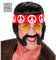 Widmann H6566 - Perücke Hippie, schwarz, mit Koteletten, Bart, Stirnband und Brille, Mottoparty, Karneval