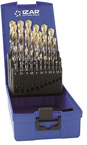 Izar 59235 Juego Brocas 1015, DIN 338, 1-13 x 0.50 mm, HSS, Zirkonio, 25 Piezas
