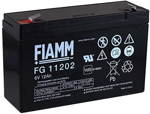 FIAMM Batterie de remplacement moto pour enfants 6V 12Ah (substituts 10Ah)