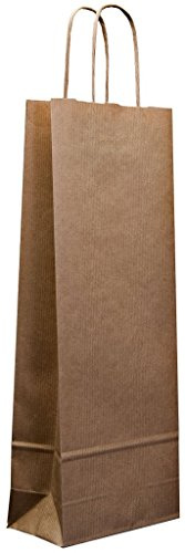 Doran Packaging 300x Twist Handle White or Brown Kraft Paper Wine Bags (Brown)