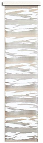 SeGaTeX home fashion Flächengardine Eltje Schiebegardine Flächenvorhang Schiebevorhang beige-grau-grün | transparent ausgeschert – Sherli-Muster 220 x 60 cm