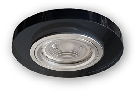 LICHT DISCOUNT 1 Stück 230 V GU10 Glas Einbaustrahler S1370BK Gehäuse Fassung Decken-Strahler schwarz