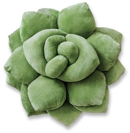 Green Philosophy Co. Sukkulentenkaktus-D?COR Kissen für Grün- oder Gartenliebhaber, grünes Kinderzimmer, Wohnzimmer, Akzent, 3D-Form, um Ihr lebensgroßes üppiges Terrarium zu kreieren – Olivgrün