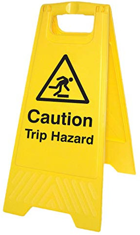 Warning Signs - Caution trip hazard (free-standing floor sign) - Yellow Polypropylene