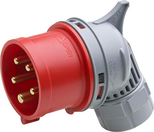 Meister CEE-Winkelstecker - 5-polig - rot - 400 V - 16 A - Maximaler Kabelquerschnitt 2,5 mm² (flexible Adern) & 4,0 mm² (starre Adern) - IP44 Außenbereich / Starkstrom-Stecker / 7424050
