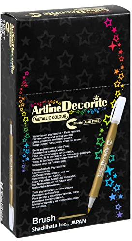 Artline 'Decorite' Metallic Red Brush Marker Pen for Card, Glass, Metal and Plastic