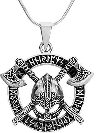 Treasure Bay Unique Sterling Silver Armour and Axe Pendant with Chain for Men