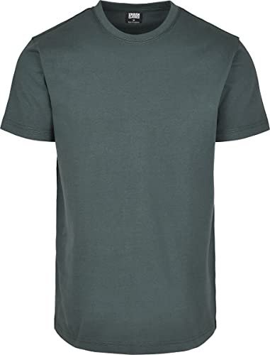 URBAN CLASSICS Stretch T-Shirt with Round Neckline, Basic Tee with Figure-Hugging Cut, Short-Sleeve Elastic Men's T-Shirt, Regular Fit, 100% Jersey Cotton, Colour: Bottlegreen, Size: XXL
