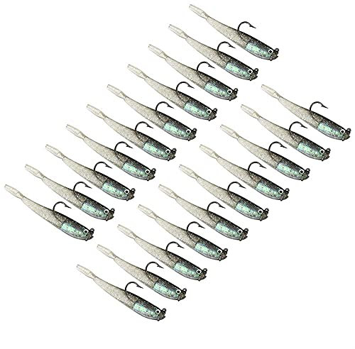 Qii lu Fishing Lures,10pcs 7.5cm 3D Eyes Silicone Soft Bait Lead Jig Head Fishing Bait Tackle With Sharps Hook