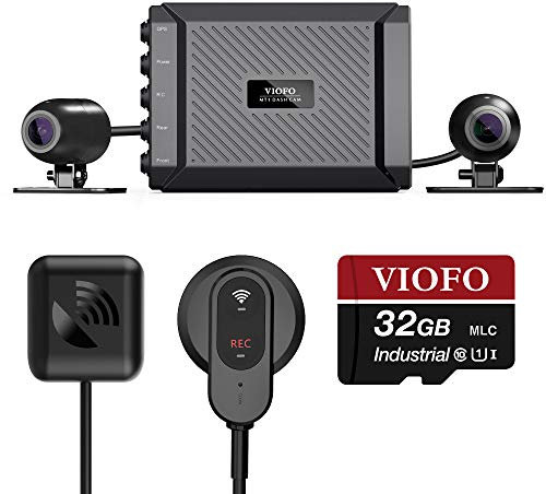 VIOFO MT1 Motorcycle Dash Cam Front and Rear 1080P Dual Channel Waterproof Motorbike Camera 170 Degree Angle, Built-in WiFi, GPS, G-Sensor, Waterproof, Auto On/Off, 32GB SD card Included