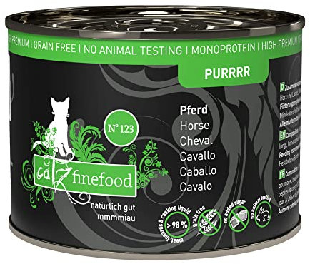 catz finefood Purrrr Pferd Monoprotein Katzenfutter nass N° 123, für ernährungssensible Katzen, 70% Fleischanteil, 6 x 200g Dose