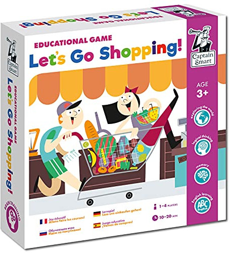 Captain Smart Lernspiel für Kinder 3-9 Jahre Lass Uns einkaufen gehen Geschäfte, Einkaufsliste I Brettspiel für Jungen und Mädchen 1-4 Spieler Lernspielzeug Gemeinschaftsspiele Geschenk