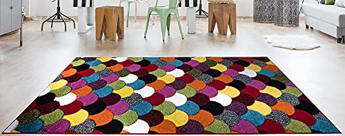 SHAZ HOME Classic Designers Extra Large Multicoloured Rugs Colourful Rugs for Bedroom Living Room Soft Thick Floor Mat Door Mat (Scales, 160 x 230 cm)