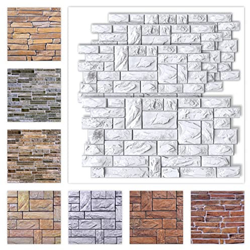 Dekorplatten aus PVC - Dekorative Wandpaneele mit 3D Look als Wandverkleidung - Stein Optik (1 Paneel Sparpaket 986 x 496 mm) Steinoptik Stone rustikal Wall Panel