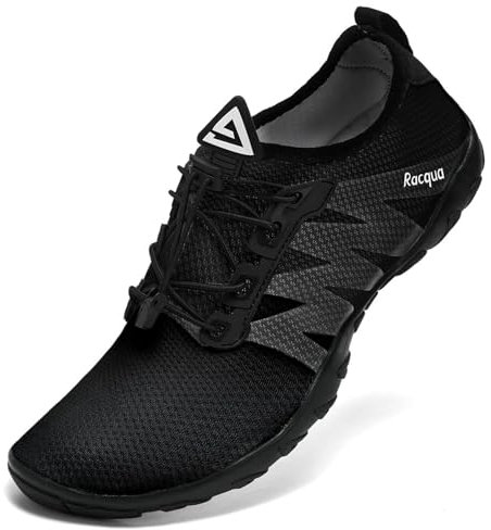 Racqua Wasserschuhe Schwimmschuhe Damen Herren Welten Koden Strandschuhe Frauen Barfuss Schnelltrocknend Badeschuhe Erwachsene Schwarz EU39