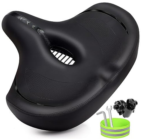 CDYWD Übergroßer Fahrradsattel Herren Damen - Bequem, Extra Breit, Weich Polster Fahrrad Sattel, Atmungsaktiv, Ergonomisch - Universal Ersatz Fahrradsitz für Mountainbike, Cityrad, Ebike, Heimtrainer