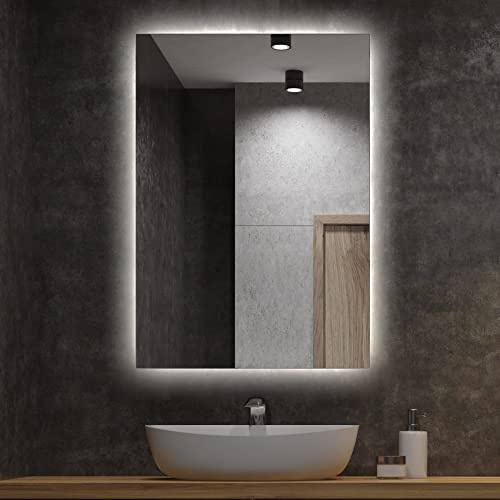 Tulup LED-Spiegel 60x40 cm Wandspiegel Groß mit Beleuchtung Neutrales Licht Dekoration Badezimmerspiegel