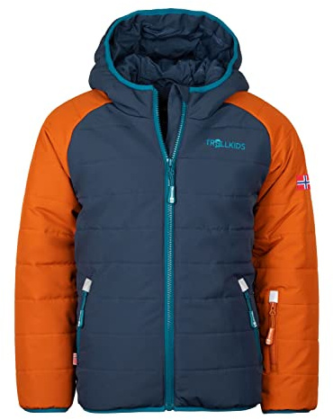 Trollkids Kids Hafjell Snow Jacket Pro, 164/164 Kinder, Cinnamon/Night Sky/deep Lagoon