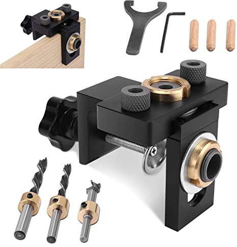 Towwoo 8/10/15 MM Localizador de Perforación 3 en 1, Posicionador de Bolsillo Kit de Plantilla de Agujero de Bolsillo Herramientas Carpinteria Kit de Plantilla de Orificios de Aluminio