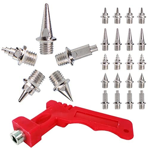 TTYSHIP® 100 Stück Spike Nägel, 5mm Ersatz Spikes für Leichtathletik mit Spikeschlüssel, Ersatzdornen für Track Schuhe, Weitspringen, Laufen, Wandern (Silber)