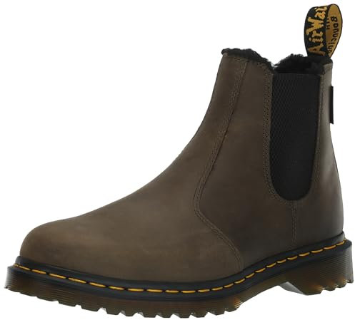 Dr. Martens Herren Chelsea Boots, DMS Olive Archive Pull Up Black Borg Fleece, 43 EU