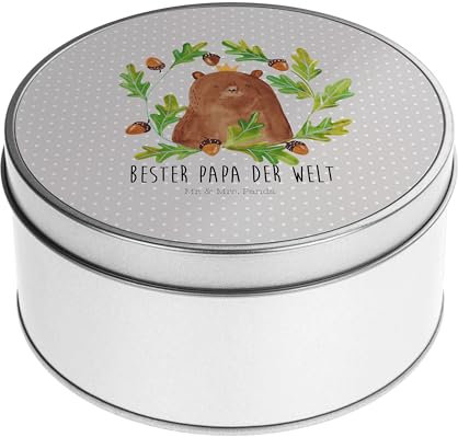 Mr. & Mrs. Panda Blechdose rund Bär König - Geschenk, Blechdosen mit Deckel, Papi, Geschenkbox, Papa Bär, Geschenkkiste, Vorratsdosen, Teddy, Metall