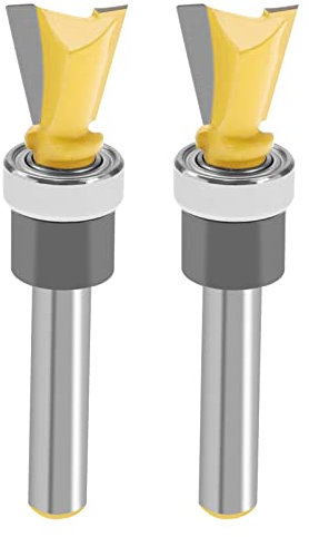 2PCS Dovetail Router Bits 1/4 Inch Shank Dovetail Joint Router Bit with Bearing Woodworking Milling Cutter Tools for Plywoods Hardwoods Softwoods MDF