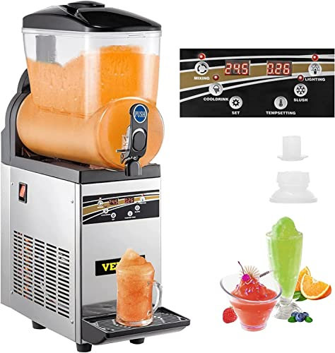 VEVOR Kommerzielle Slusheis Maschine, 1 x 15 L Slush Eismaschine 500W 220V Slusheis Eismaschine, Slushie Maschine mit Abnehmbarem Tablett und digitalem Smart-Panel, Gewerbliche Slush Eismaschine