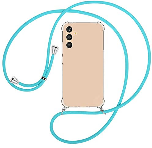 mtb more energy® Handykette kompatibel mit Samsung Galaxy A34 5G - türkis - Smartphone Hülle zum Umhängen - Anti Shock Full TPU Case