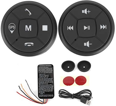 Aramox Auto Lenkrad Fernbedienung, Kabellose Steuertaste, Radio-Lautstärke, GPS-Fernbedienung, Tastenschalter, Schwarz, Kabelloses Lenkrad