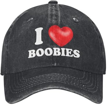 I Love Boobies Mütze für Herren Papa Hut trendige Hüte, Schwarz, Einheitsgr��e