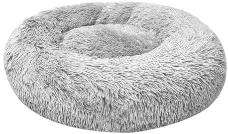 IMILIFE Katzenbett Flauschig, Hundebett, Katzenbett Große Katzen, Hundekissen Innen, Hundebett Rund Grosse Mittelgroße Kleine, Weicher Plüsch rutschfest (hellgrau, 100cm)