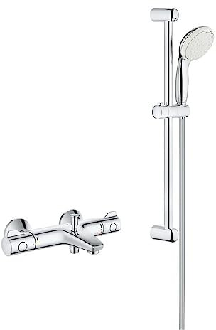 GROHE Pack Mitigeur thermostatique Bain Douche + pommeau de Douche + Barre de Douche + Flexible Grotherm 800 et Tempesta