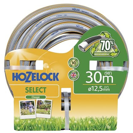 HOZELOCK - Select Hose 12.5mm x 30m, Up To 70% Recycled PVC, Braided Reinforcement, Hard-Wearing Garden Hose, Quality and Durability, Weather-Proof with UV and Frost Protection [100-100-579]