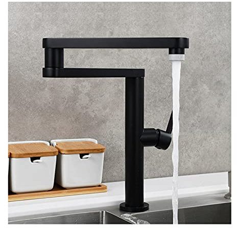 Küchenarmatur Heißes und Kaltes Wasser Gewerbliche Küchenarmaturen Messing 2 Funktionen Topffüller Wasserhahn Faltend Dehnbar Doppelgelenk Schwenkarme Einhand Deck Montiert,Orb (Color : Noir)