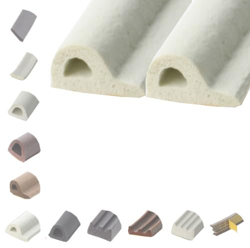 BRESKO 6-100 m Fensterdichtung Selbstklebend Dichtung Gummidichtung Epdm Türdichtung Dichtband Gummi Fenster Profil Abdichtung Dichtungsprofil (P - 9x5,5 mm - weiß, 2 x 3 m (6 m))