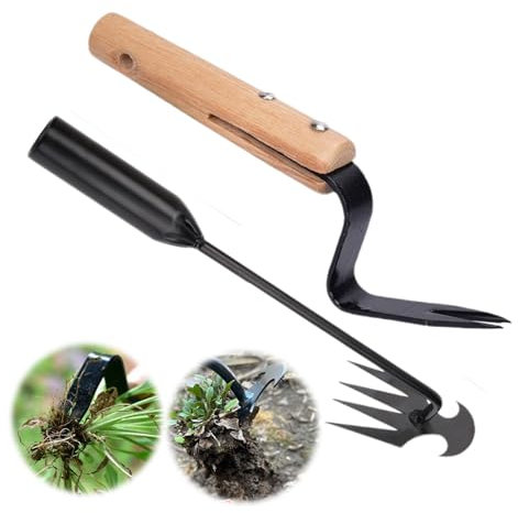 mengger Deshierbador, 2 Piezas Extractor Malas Hierbas Extractor de Maleza de Acero Inoxidable Quita Hierbas Malas Manual Weeder de Mano de Jardín para Jardinería de Herramientas de Desmalezado