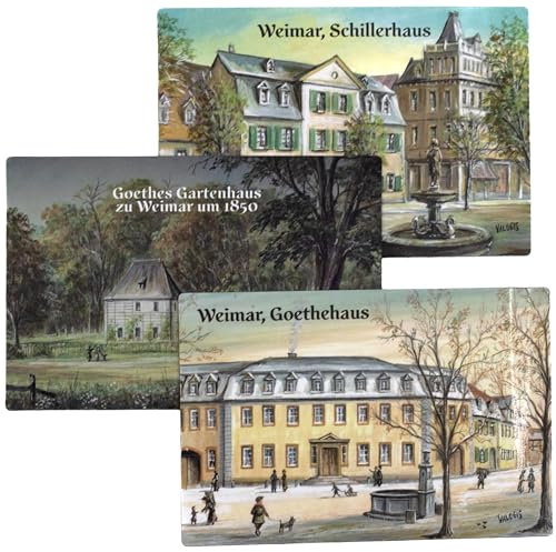 VALDEIG 3 x Fridge Magnets Weimar Schillerhaus Goethe House Garden Shed Picture Magnets Goethe House Thuringia Schiller Kitchen Magnet Souvenir Fridge Magnets for Magnetic Board Fridge Magnet