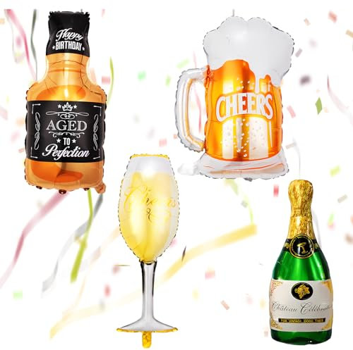 SZSMW Paquet de 4ballon Gonflable GéAnt - Bouteille Helium Pour Ballon - Bouteille Helium - Adapté à La DéCoration de Bar,Aux Festivals à ThèMe de La BièRe D'éTé,Durable et RéUtilisable