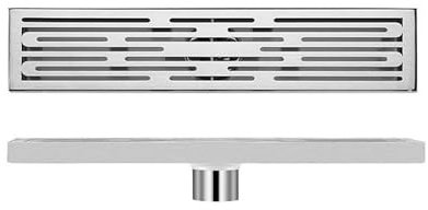 NJDQFA Rectangular Desagüe De Ducha Rejilla,Línea Desagüe Ducha En Acero Inoxidable,Ducha De Desagüe De Suelo De Baño con Filtro De Pelo,A:Brushed,8 * 40cm