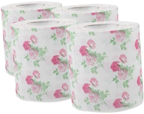 Minkissy 4 pcs Toilet Paper Rolls Bulk with Rose Patterned Rose Toilet Paper Rolls Soft Comfortable Recycled Floral Design for Home and Office Decoration
