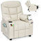 GYMAX Kids Sofa Chair, PU Leather Children Recliner Armchair with Adjustable Backrest & Footrest, Cup Holder and Side Pockets, Upholstered Toddler Lounge Chair for Boys Girls (Beige)