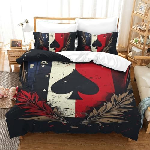 MXRMXR SpiElcharten 3D-Bettbezug Kissenbezug Bettwäsche Deckung Set Mit Reißverschluss Weich Mikrofaser Bettbezug Single（140x200cm）