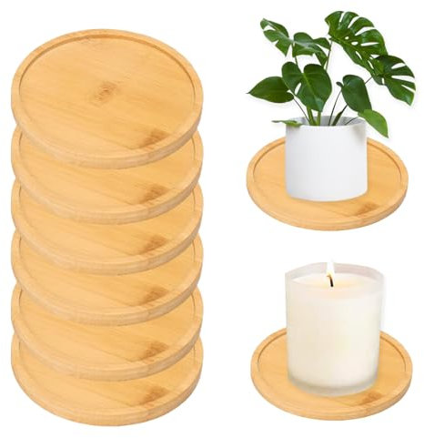 NCZCDZSW Kerzenteller 6 Stück Untersetzer Holz 10 cm Kerzenuntersetzer Holzuntersetzer Rund Kerzenhalter Holz Kerzenständer Holzplatte für Kerzen für Tischdekoration Untersetzer Kommunion Taufe