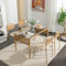 Dining Table and Chairs Set of 4, 120CM Glass Dining Table and Rattan Dining Chairs, Rectangular Metal Dinner Table Kitchen & Dining Room Furniture