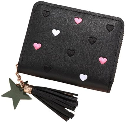 YUGSHNKFC Stylischer Münzgeld mit mehreren Fächern Kartenhalter für Karten und Kleinigkeiten, Schwarz