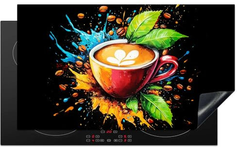KitchenYeah© Protector Vitroceramica 91x52 cm Tapa para induccion Placa Encimera Cubre de Protectora Cocina Café - Graffiti - Bebida - Abstracto