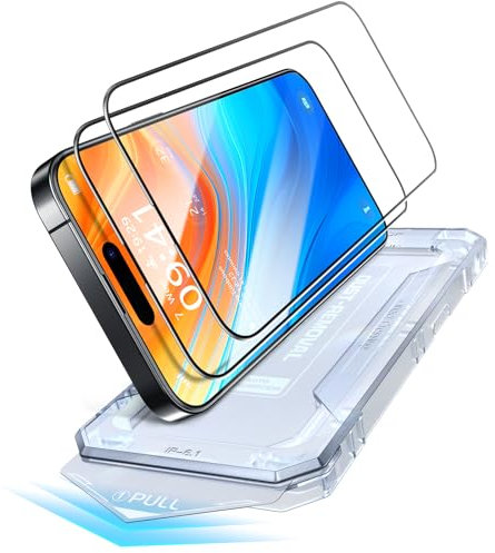 PuyaTeya Unbreak Top 9H+ Glass for iPhone 15 pro Screen Protector 12FT Military Armor Shatterproof + Longest Durable, 1:1 Full-Coverage Tempered Glass, Auto-Align Fit Bubble-free, 2-Pack