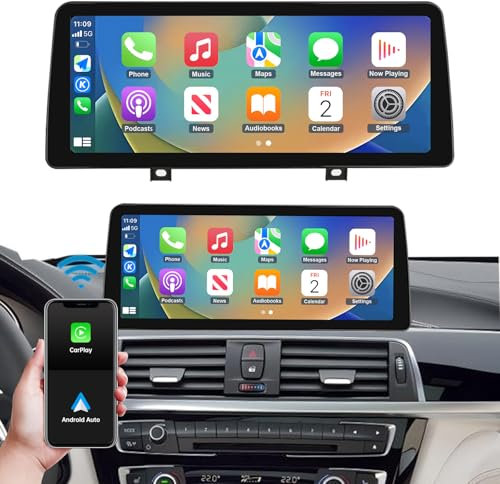 Ninetom Autoradio 12,3 Zoll Touchscreen mit kabellosem Carplay und Android Auto für 2013-2016 BMW 3er F30 F31 F34 F80 mit NBT-System, unterstützt Mirrorlink, Kamera, Navigation